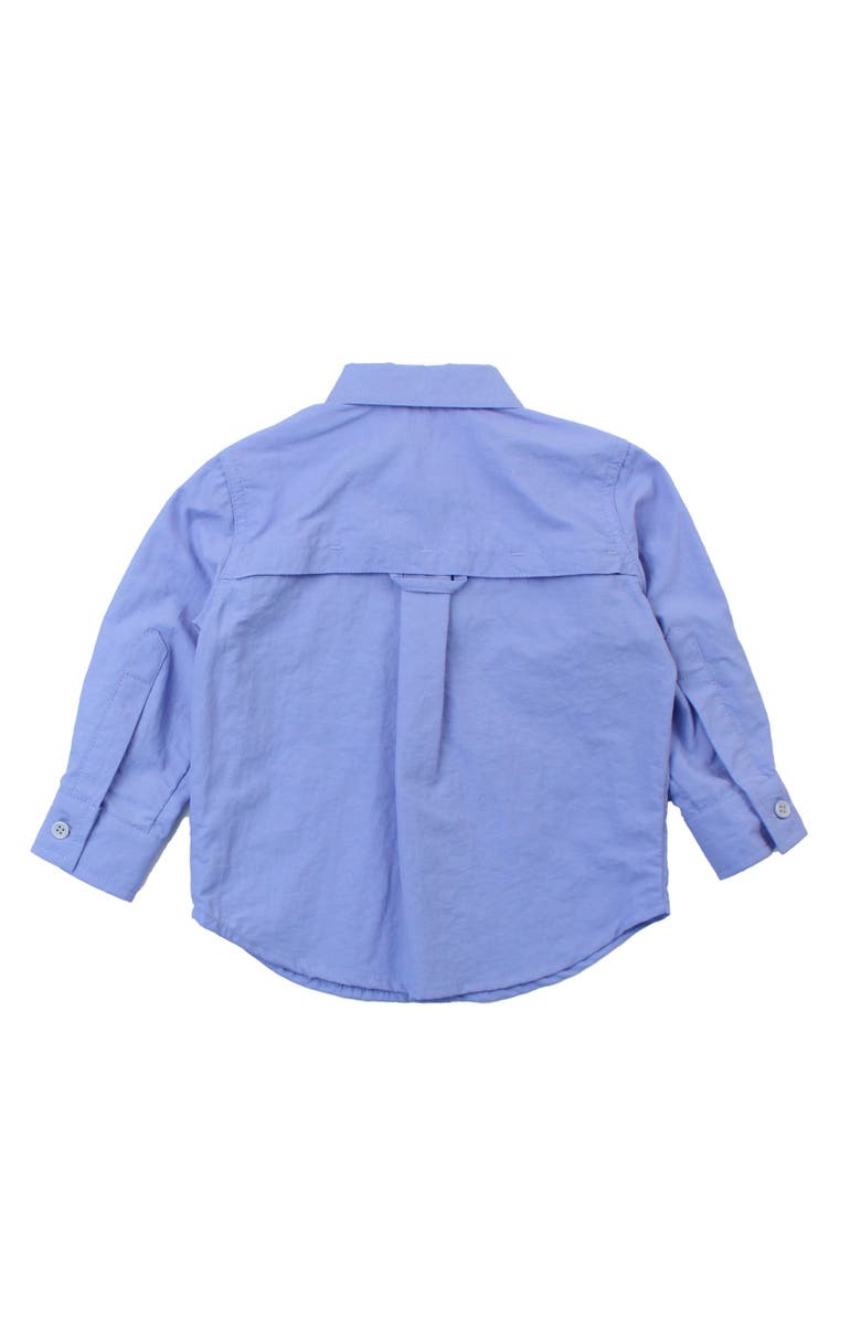 RuggedButts Boys UPF50+ Sun Protective Button Down Shirt, Alternate, color, Periwinkle Blue