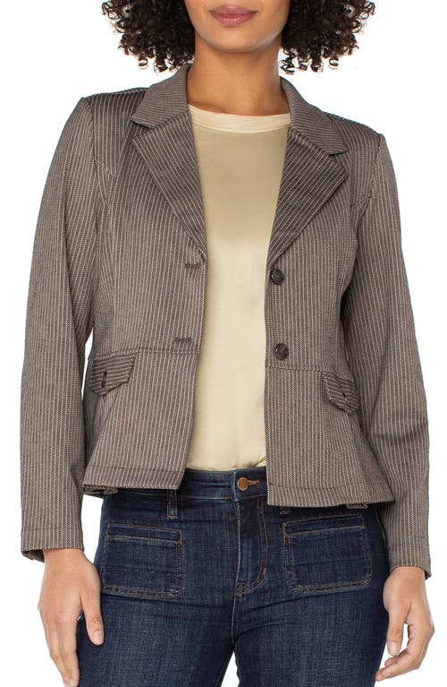 Liverpool Los Angeles Stripe Peplum Blazer In Brown