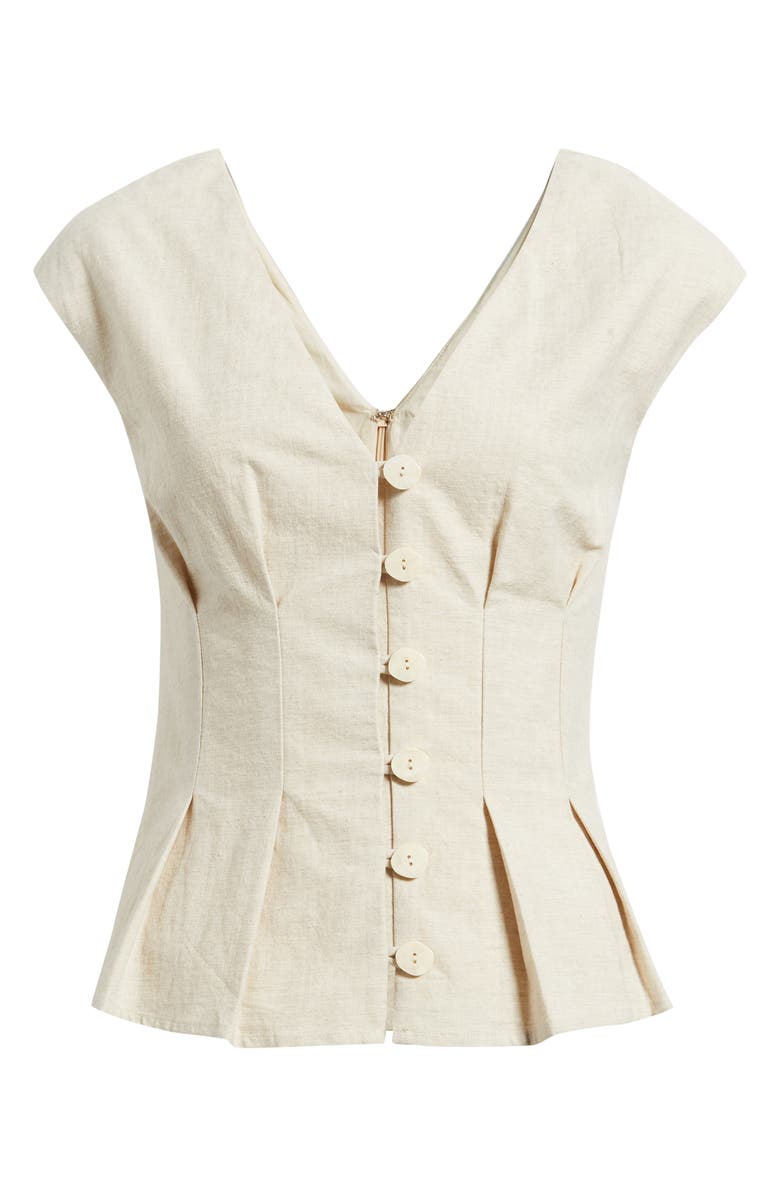 A.REN Nova Pleated Cap Sleeve Cotton & Linen Top, Alternate, color,
