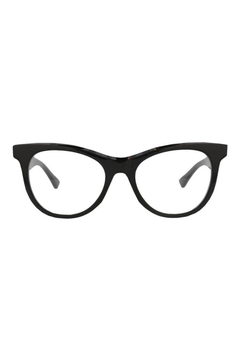 52mm Round Optical Glasses, Main, color, BLACK BLACK TRANSPARENT