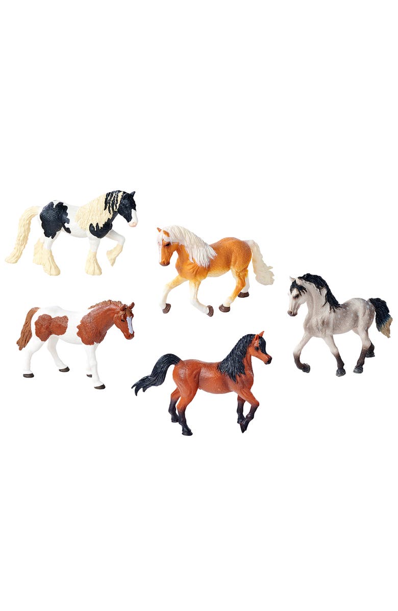 Simba Horse Set 5 Pony Figurines Realistic Animal Toys for Kids 3+, Main, color, Multicolored