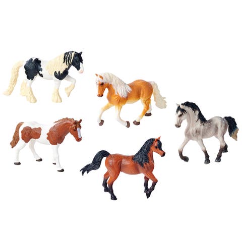 Horse Set 5 Pony Figurines Realistic Animal Toys for Kids 3+