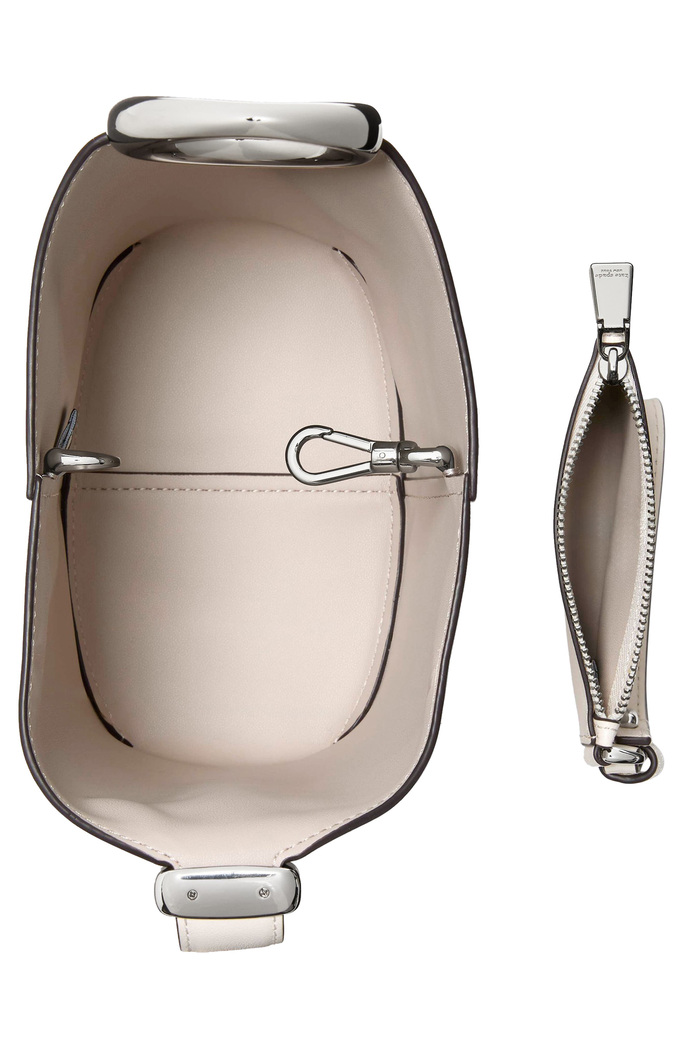 mini halo fine grain leather bucket bag, Alternate, color, CREAM