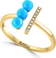 EFFY 14K Yellow Gold Diamond & Turquoise Open Band Ring
