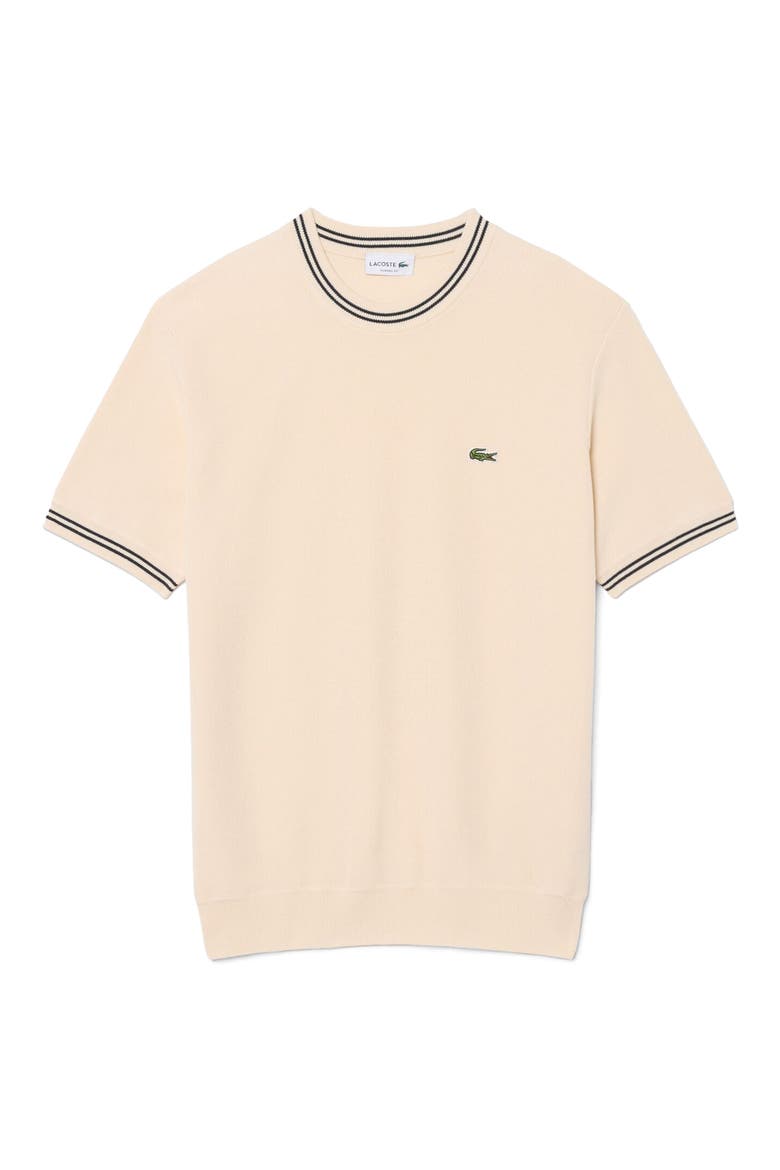 Tipped Crewneck Cotton Sweater, Alternate, color, NATUREL CLAIR/ BLACKBIRD