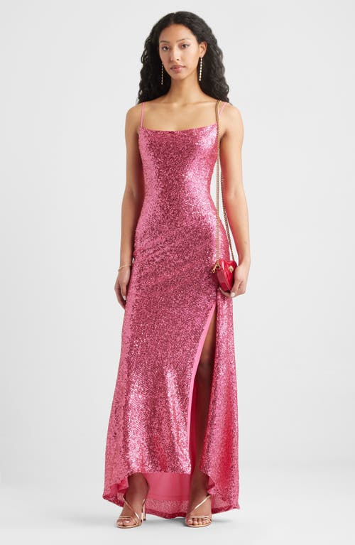 Bp. Tie Back Sequin Gown In Pink