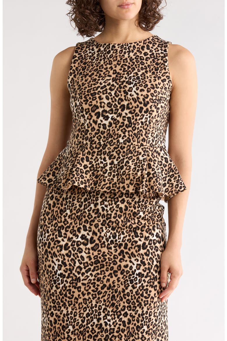 Sleeveless Peplum Top, Main, color, LEOPARD PRINT