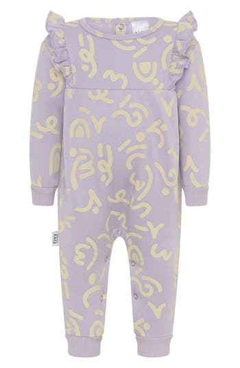 Tiny By Tiny Tribe Wiggle Frill Fleece Romper In Purple