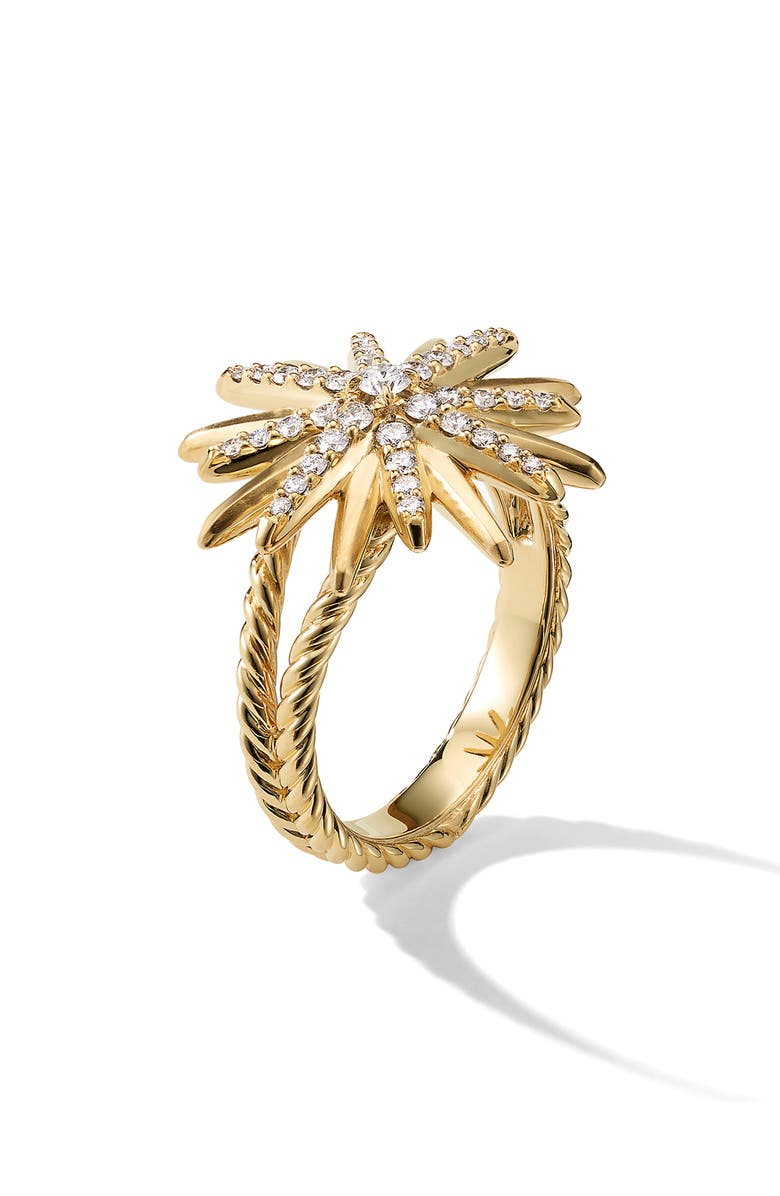 David Yurman Starburst Ring in 18K Yellow Gold with Pavé Diamonds, Alternate, color, 