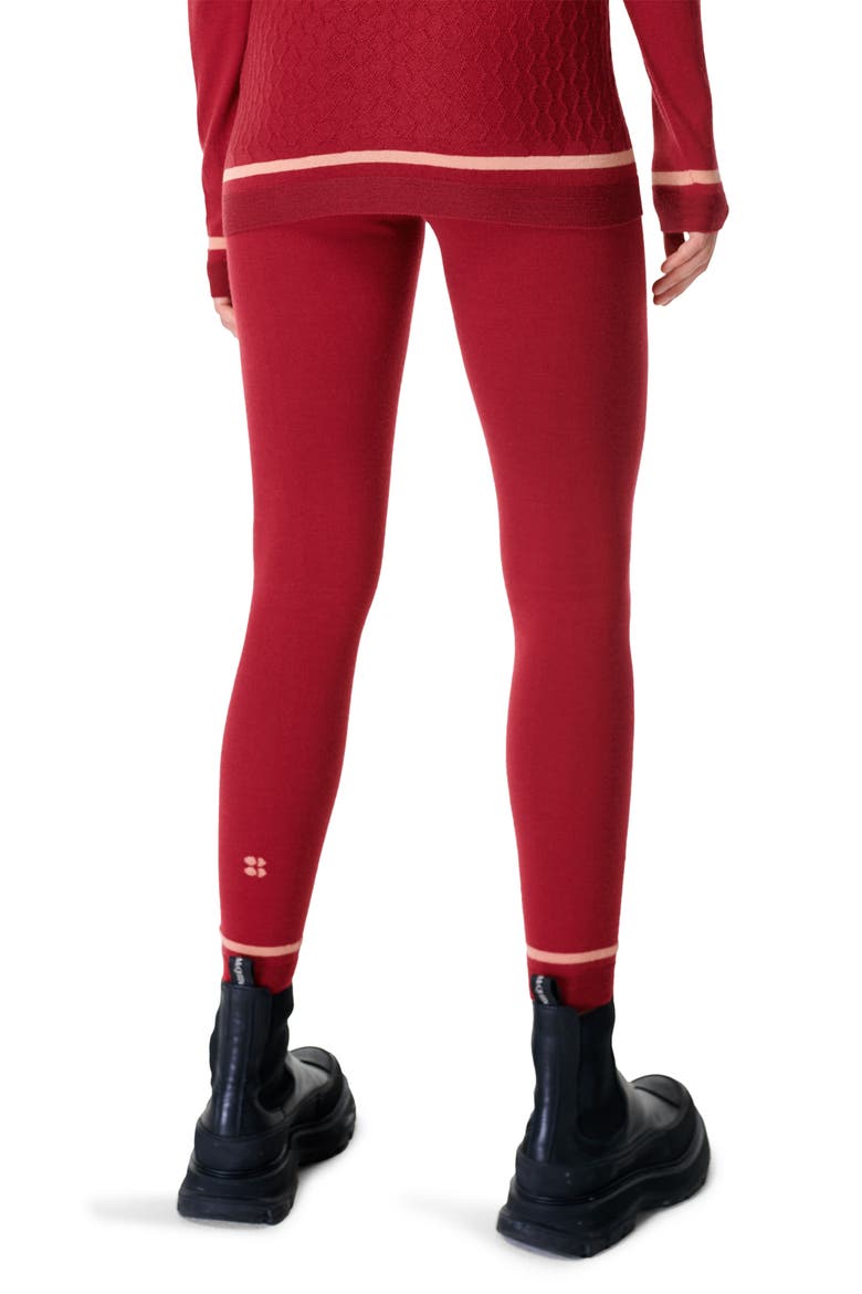 Snowflake Base Layer Leggings, Alternate, color, VINE RED
