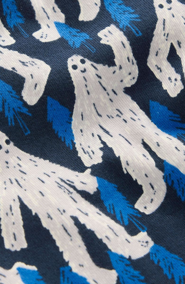 Boden Kids' Yeti Print Glow in the Dark Fitted Two-Piece Cotton Pajamas, Alternate, color, Carbon Yeti