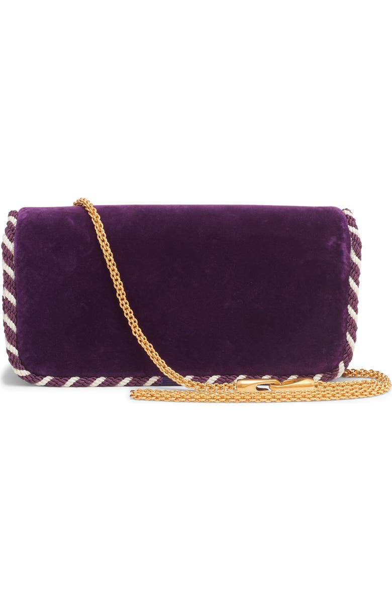 Valentino Garavani Locò Velvet Clutch, Alternate, color, Panse/ Burro Panse/ Crystal