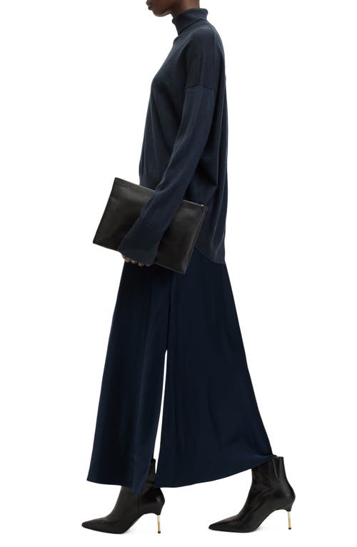 Allsaints Neo 2-in 1 Slim Fit Midi Slip Dress In Midnight Blue