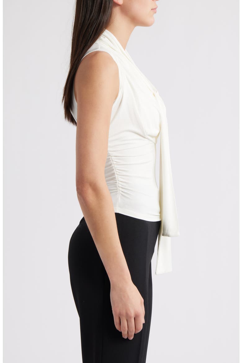 Rani Ruched Tie Neck Sleeveless Top, Alternate, color, WHITE