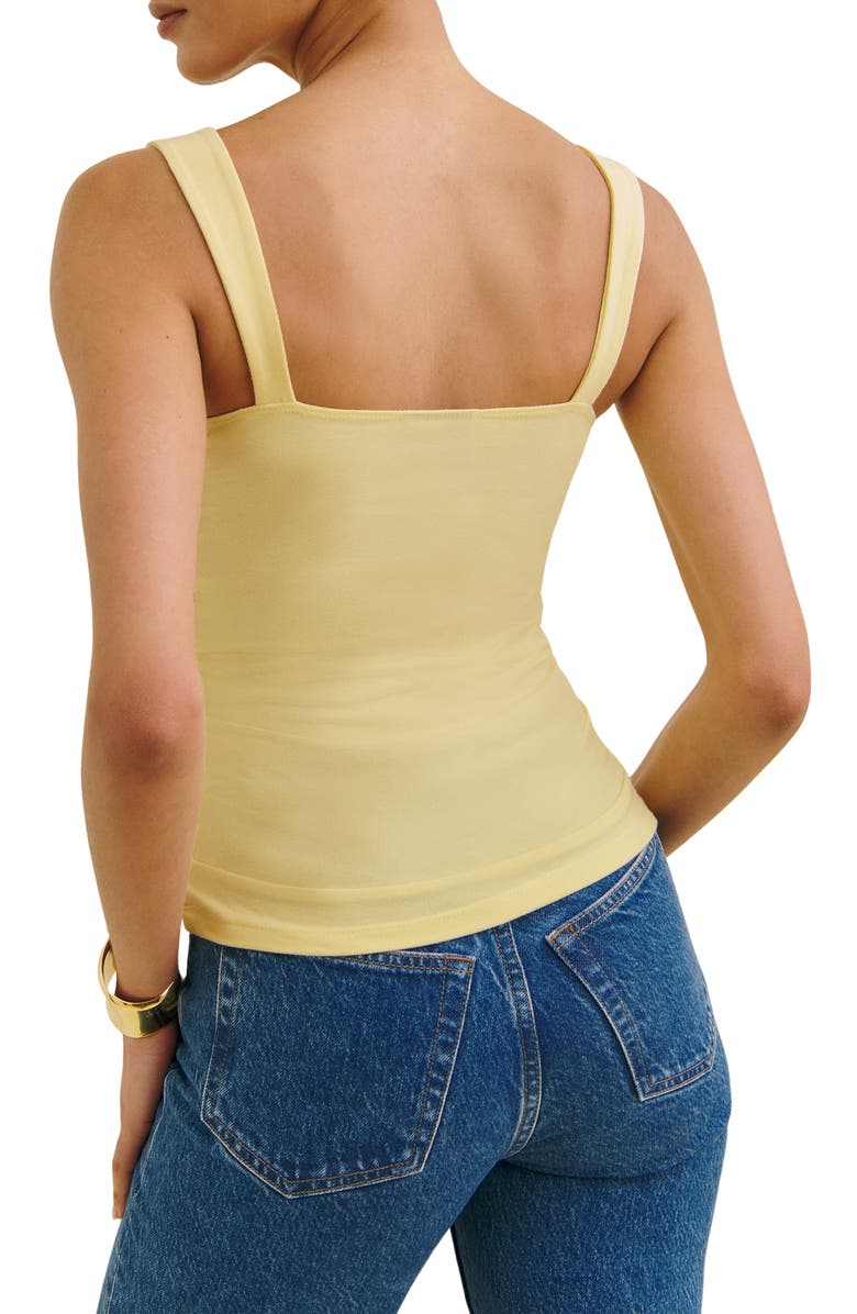 Reformation Trish Ruched Tank, Alternate, color, Pineapple