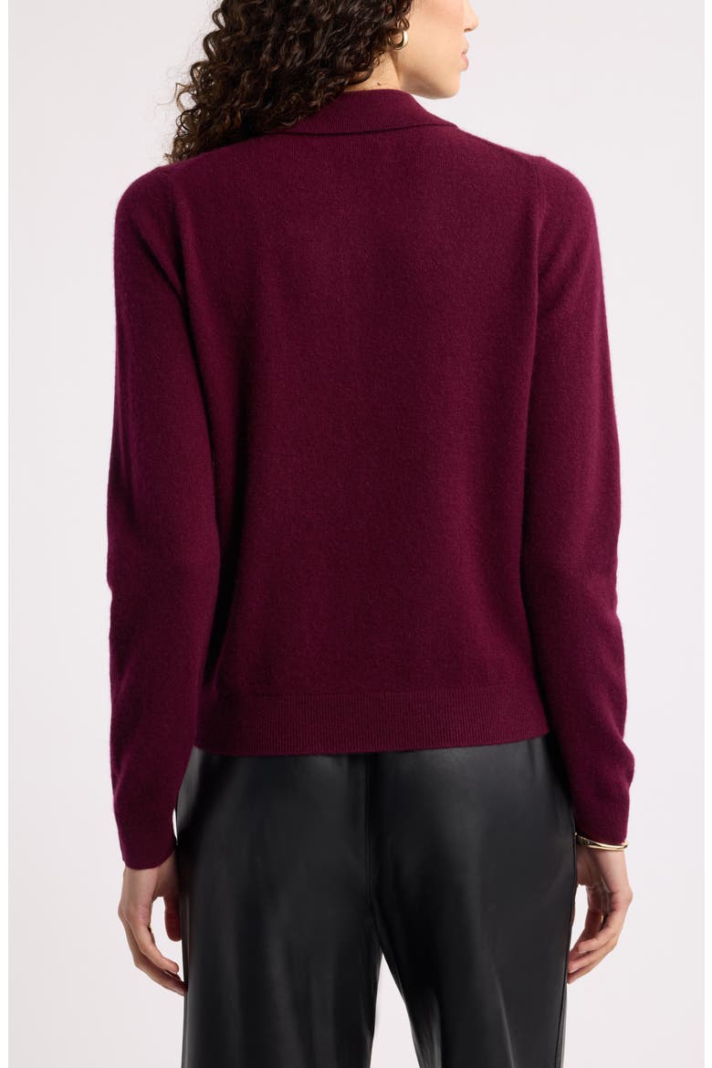 Cashmere Polo Sweater, Alternate, color, BURGUNDY FIELD