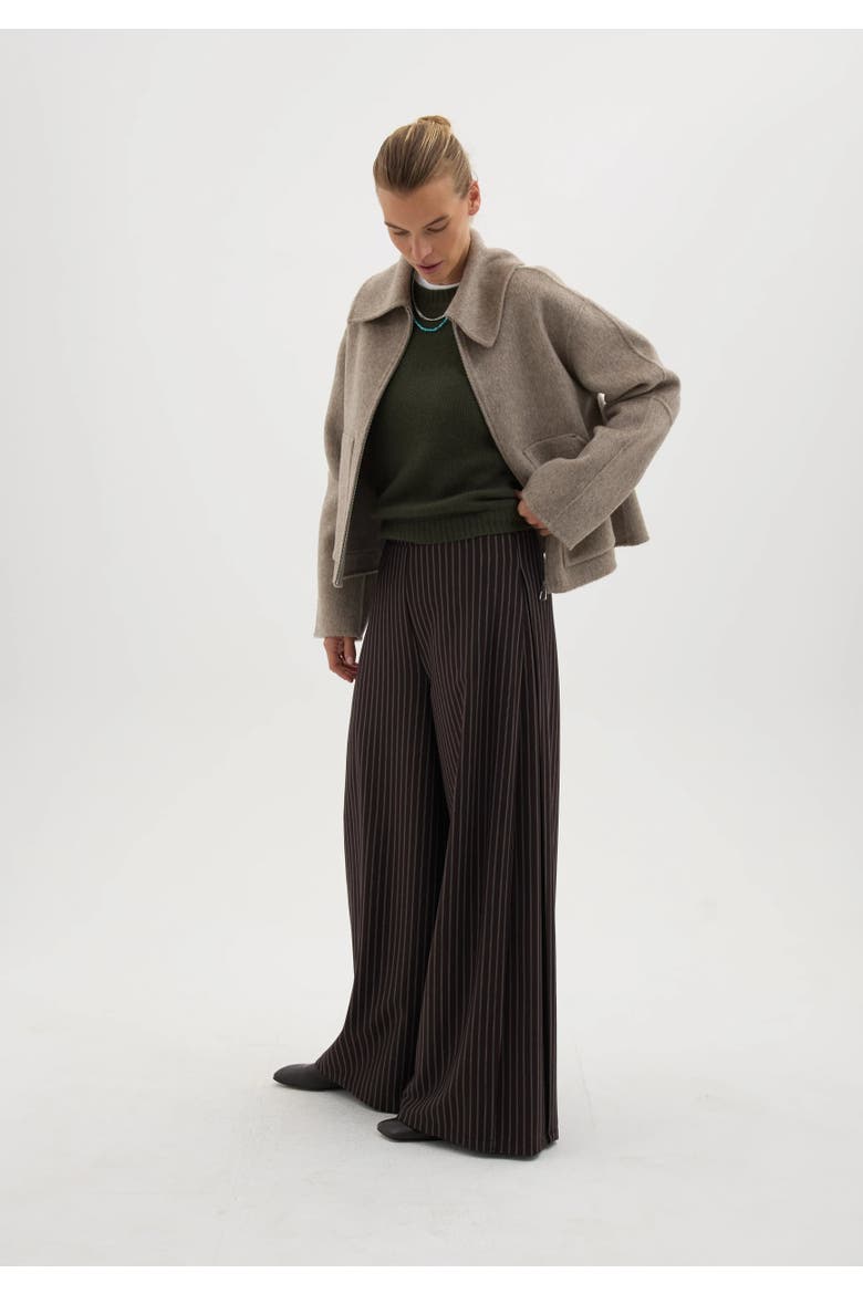 Revyn Side Pleat Wide Leg Trousers, Main, color, Dark Brown