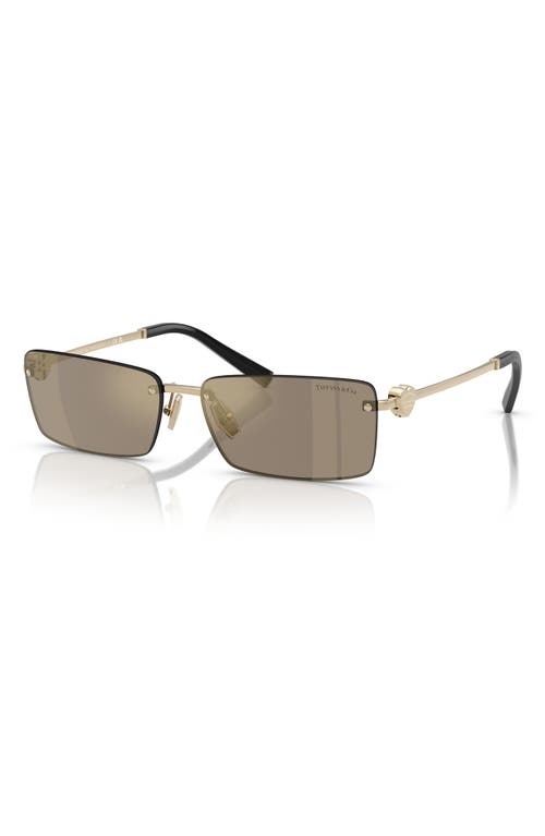 Tiffany & Co . 60mm Rectangular Sunglasses In Pale Gold