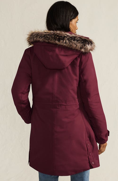 Lands' End Expedition Waterproof Down Winter Parka With Faux Fur Hood In Burgundy