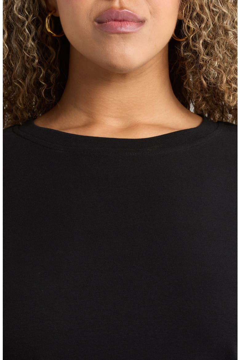 Stretch Cotton Rib Sweatshirt, Alternate, color, BLACK