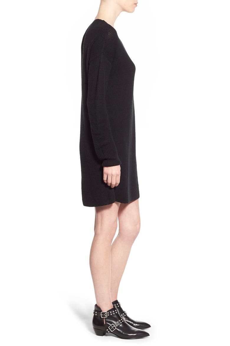 V-Neck Sweater Dress, Alternate, color, BLACK