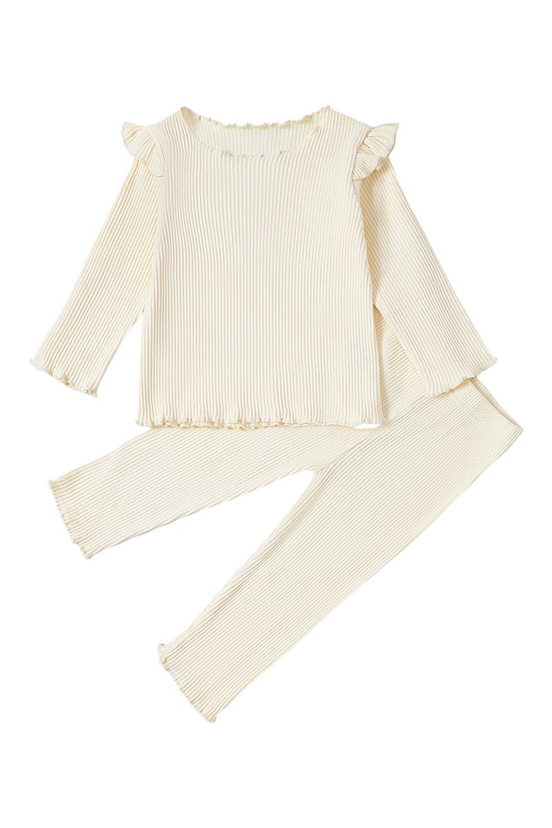 Ashimi Rib Long Sleeve Top & Pants Set, Main, color, BEIGE