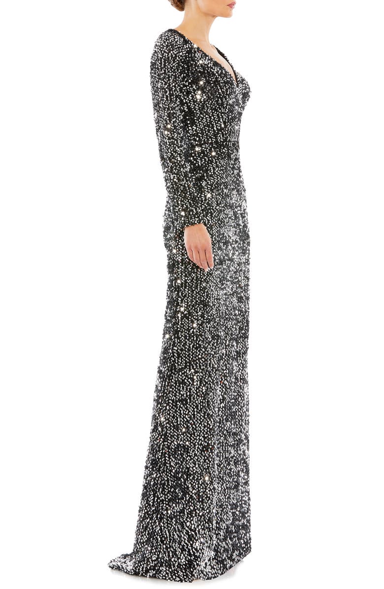 Mac Duggal Long Sleeve Sequin Trumpet Gown, Alternate, color,