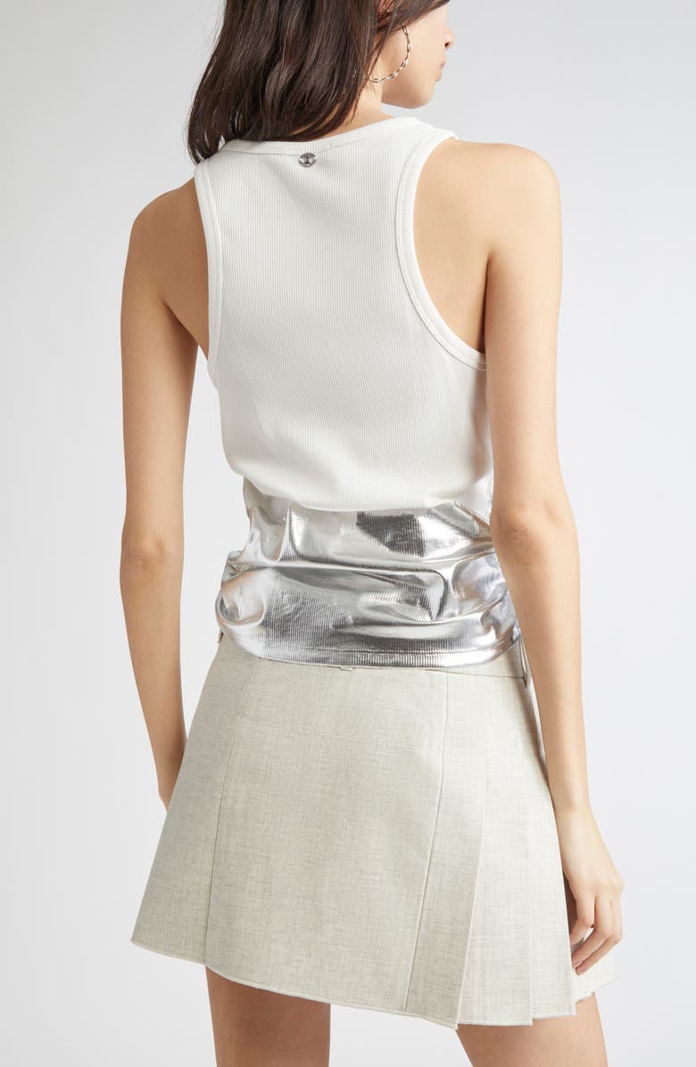 Rabanne Metallic Pierced Hem Rib Tank, Alternate, color, White/ Silver