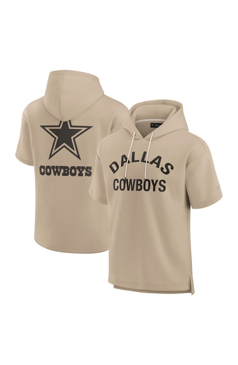Fanatics Signature Unisex Fanatics Signature Khaki Dallas Cowboys Elements Super Soft Fleece Short Sleeve Pullover Hoodie, Alternate, color, Khaki