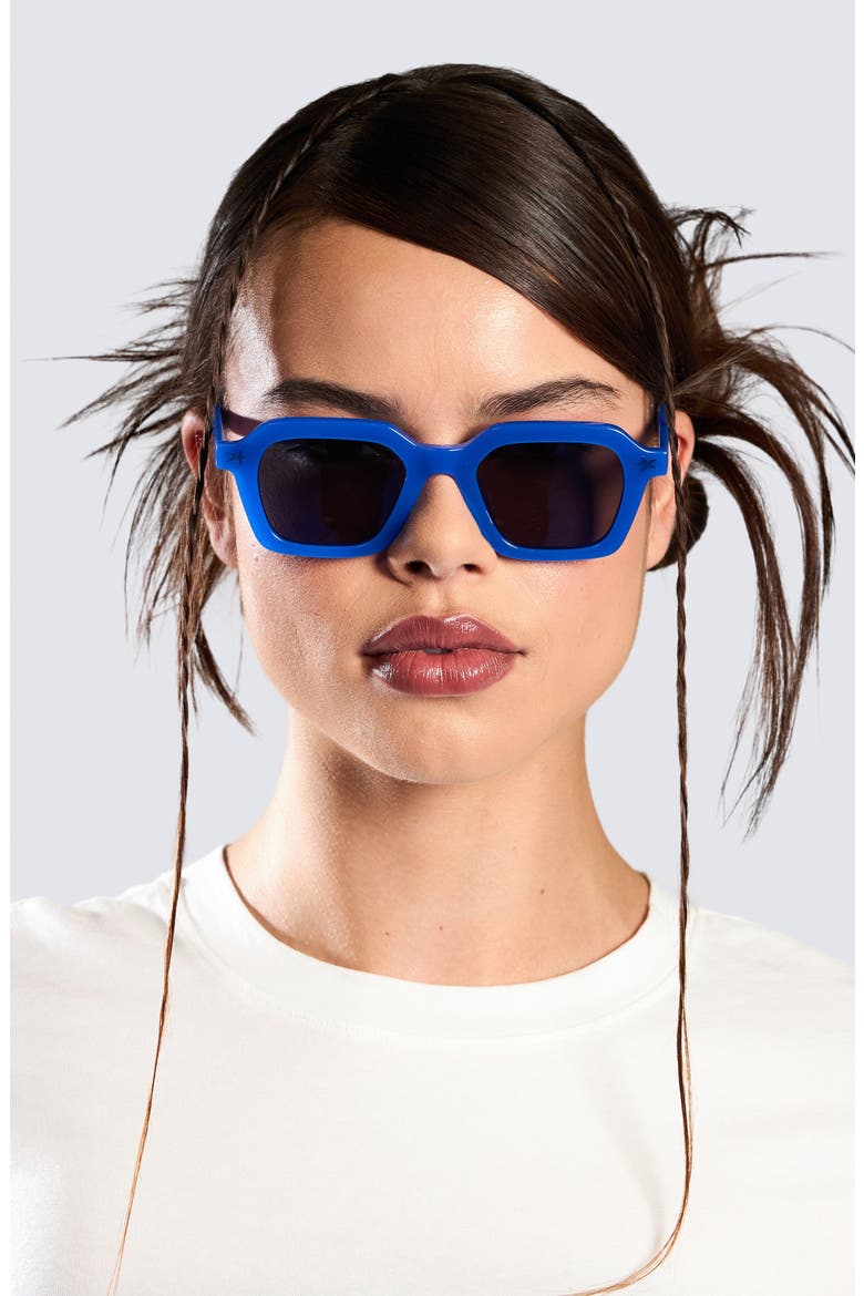 x Akila Era 46mm Small Rectangular Sunglasses, Alternate, color, BLUE