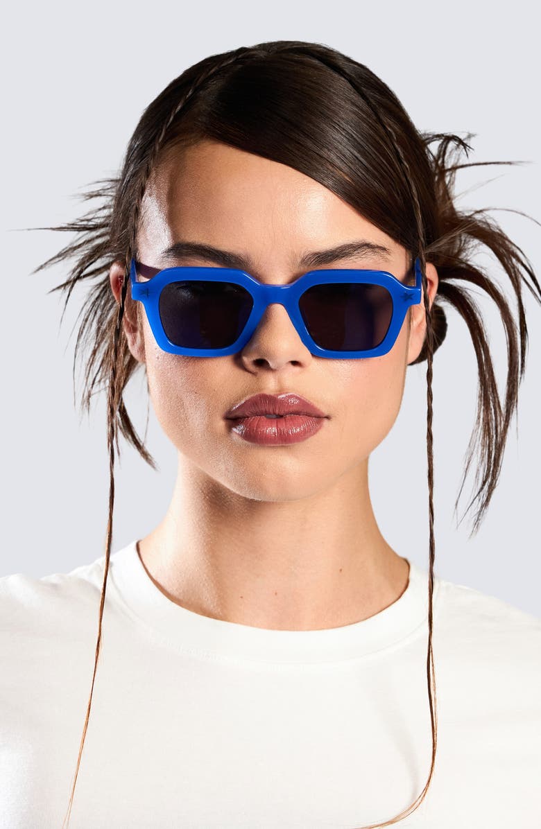 PLEASURES x Akila Era 46mm Small Rectangular Sunglasses, Alternate, color, Blue