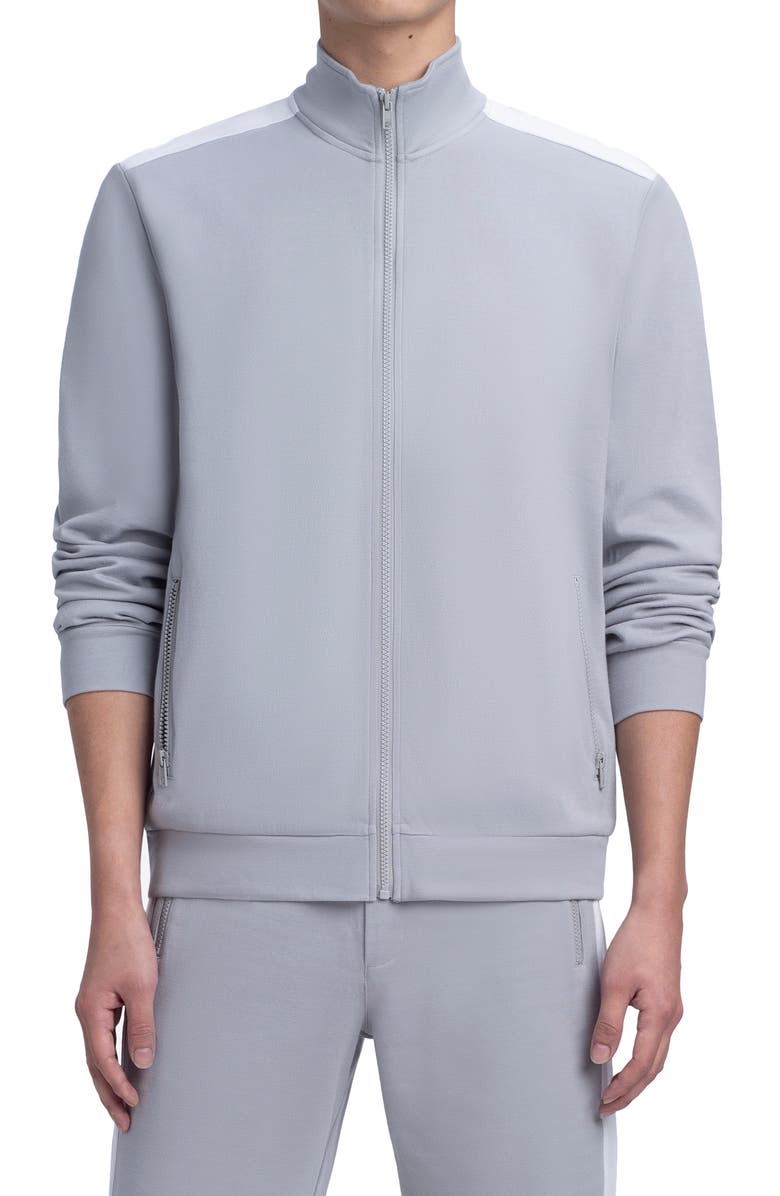 Bugatchi Comfort Cotton Blend Full Zip Sweatshirt, Main, color, Platinum