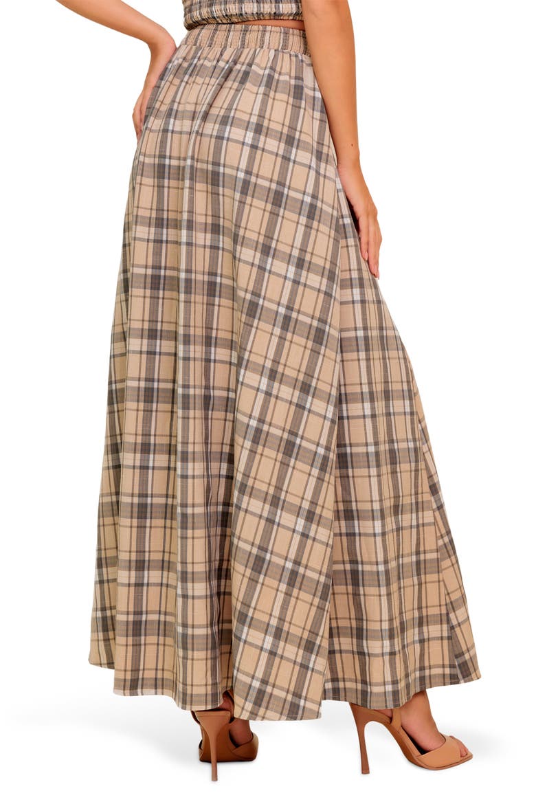 Plaid Two-Piece Maxi Skirt Set, Alternate, color, BEIGE