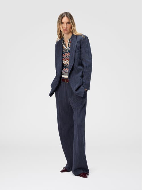 Missoni Single-breasted Blazer With Zigzag Pattern In Blue