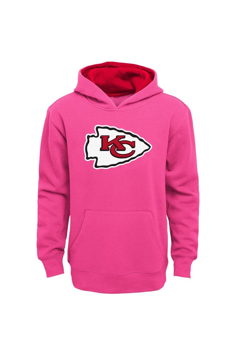 Girls Youth Pink Kansas City Chiefs Prime Pullover Hoodie, Main, color, Pink