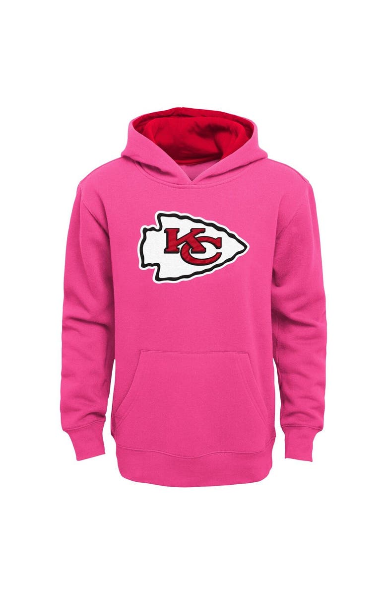 Outerstuff Girls Youth Pink Kansas City Chiefs Prime Pullover Hoodie, Main, color, Pink