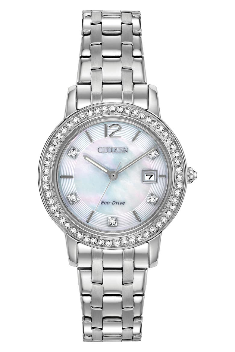 Eco-Drive Bracelet Watch, 29mm, Main, color, SILVER