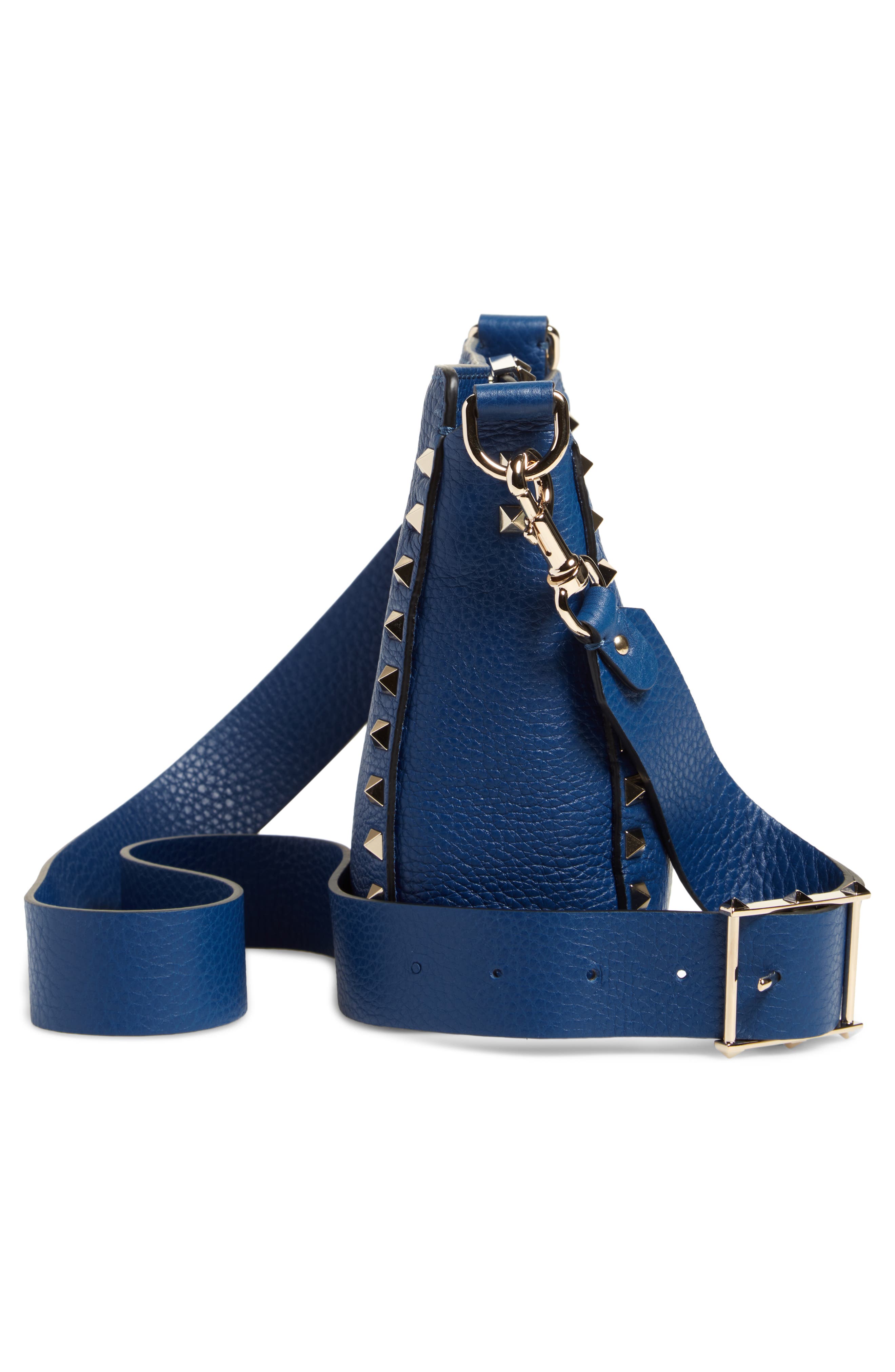 Valentino Garavani Mini Rockstud Leather Hobo Bag, Alternate, color, 