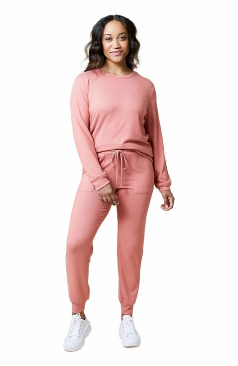 Dream Jersey Long Sleeve Crew Neck Lounge Set with Jogger Pant