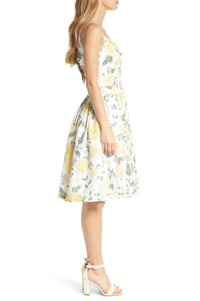 Abigail Painted Aster Fit & Flare Sundress, Alternate, color, ECRU MAIZE