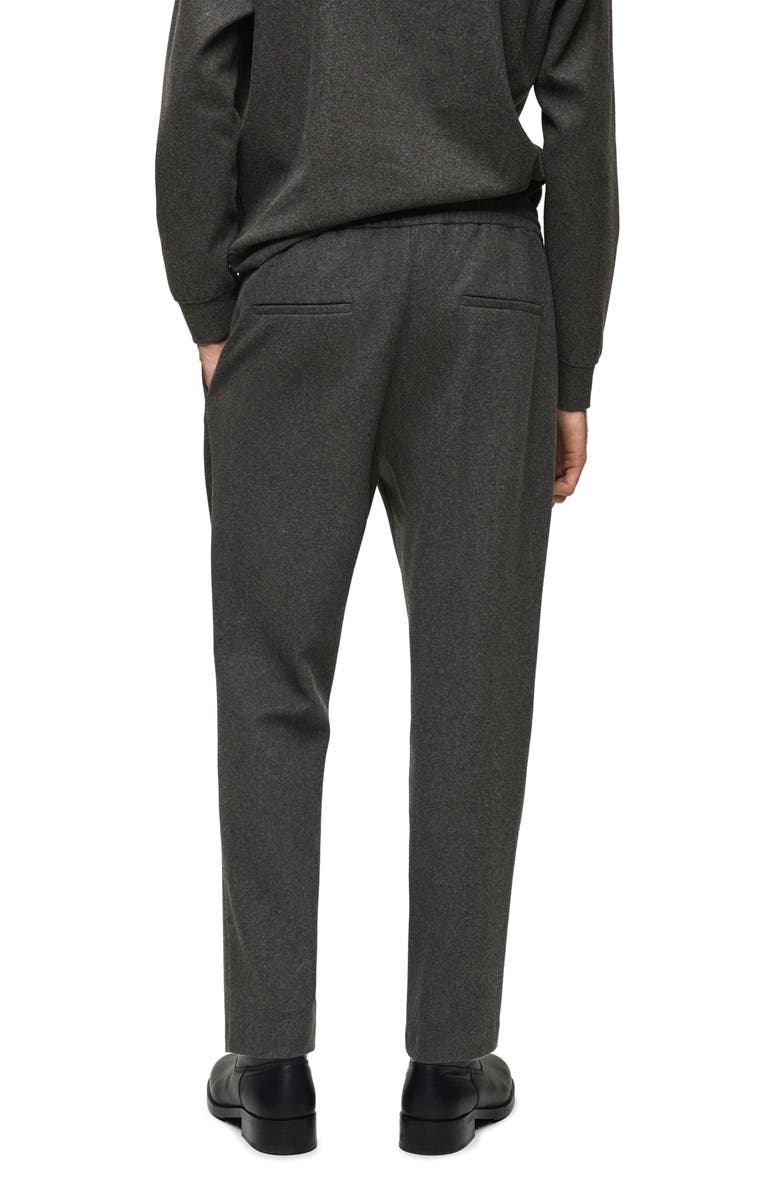 MANGO Flannel Drawstring Joggers, Alternate, color, Charcoal