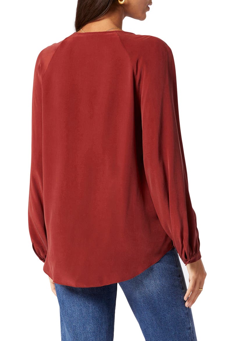 Shariana Silk Georgette Blouse, Alternate, color, RUSSET BROWN