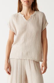Michael Stars Naomi Split Neck Gauze Top