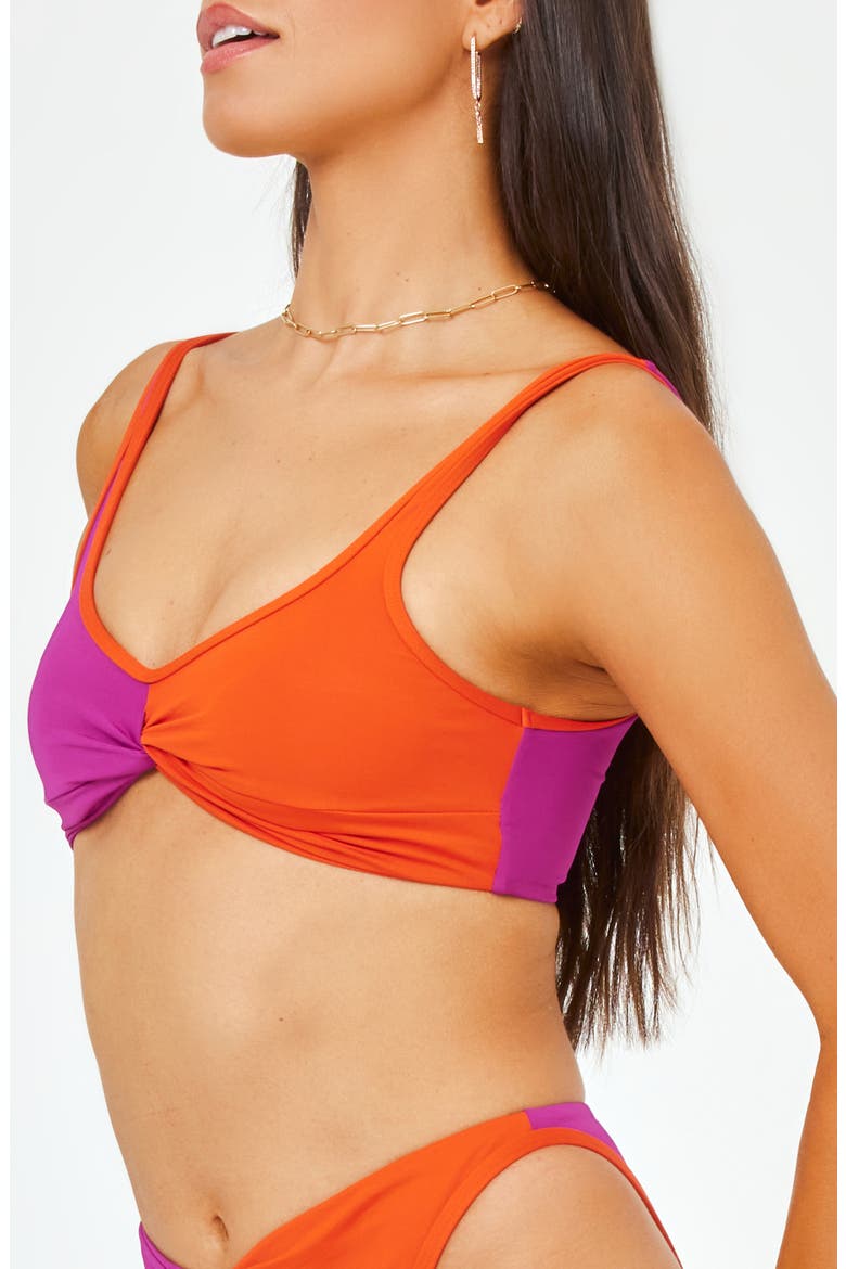 Cardi Colorblock Bikini Top, Alternate, color, BERRY/ PIMENTO