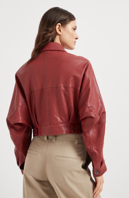 Brunello Cucinelli Leather Outerwear In Ruby