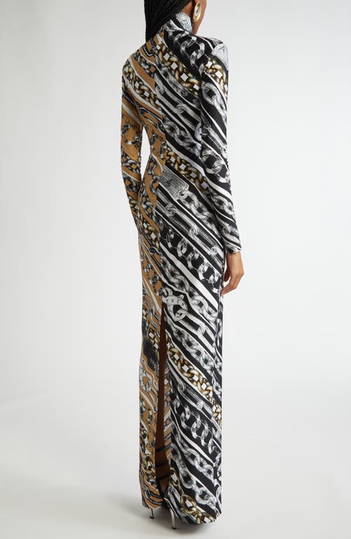 AREA AREA CHAIN PRINT LONG SLEEVE DRESS