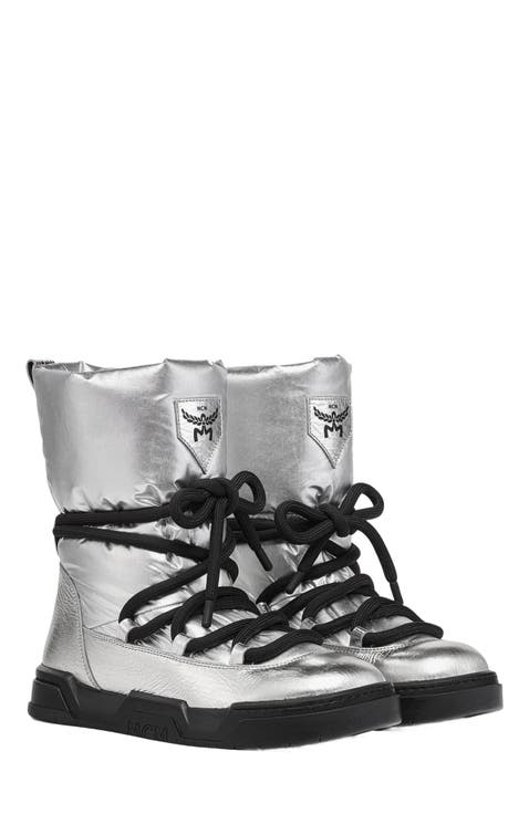 Skyward Ankle Boots in Metallic Calf Leather