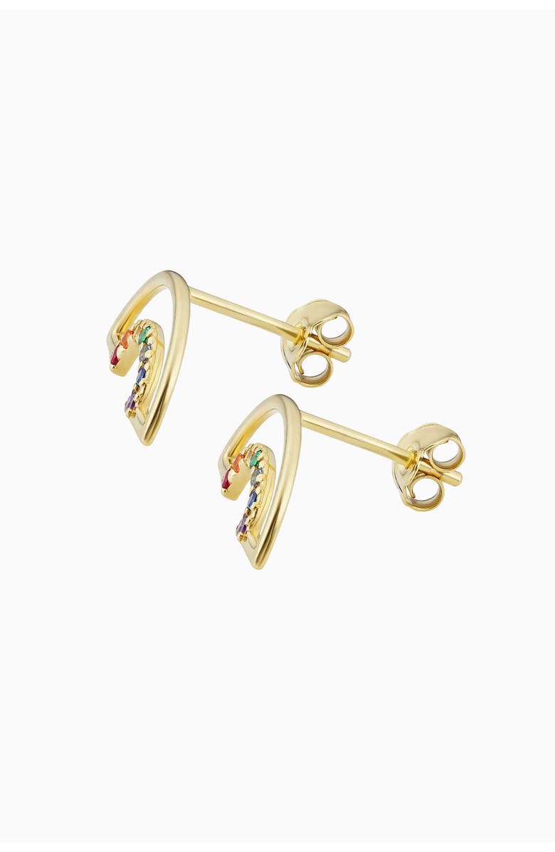 Oradina 14K Yellow Gold Double Rainbow Studs, Alternate, color, 