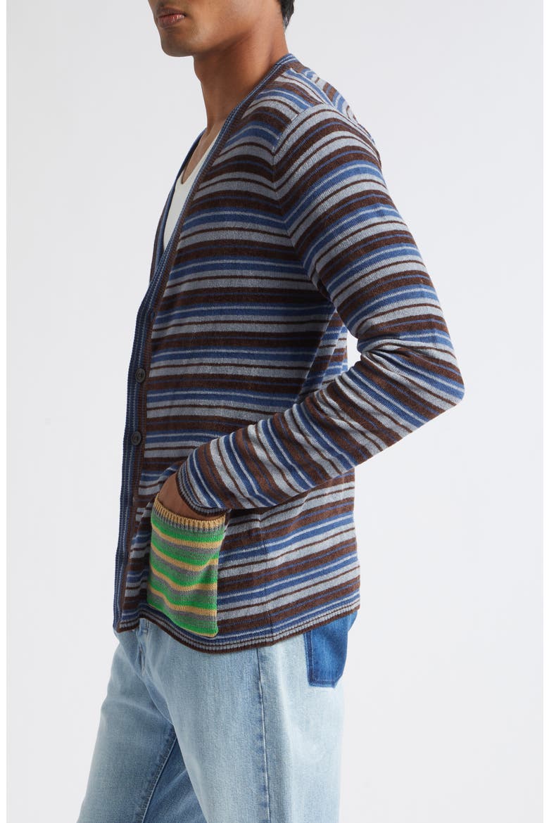 Stripe Knit Cardigan, Alternate, color, BLUE/ GREY/ BROWN/ GREEN