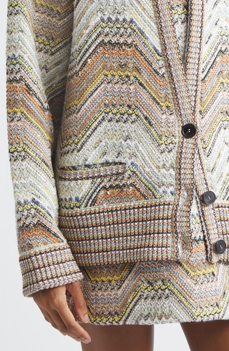 Missoni Metallic Zigzag Sequin Cardigan, Alternate, color, Beige Multi